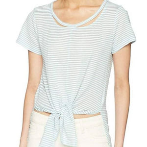 Lucky Brand Blue Striped Tied Top